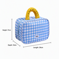 Trousse de Maquillage Portable Grande Capacité à Motif Écossais Mignon pour Filles – Boîte de Rangement et Organisateur de Toilette en Gros