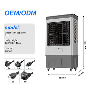 Ventilateur de climatisation portable en métal de 130 cm avec réservoir d'eau de 51 L, grande capacité pour <span class=keywords><strong>garage</strong></span>, cour, usage commercial et industriel - Product Image 2