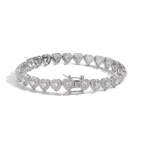 New <b>Love</b> Zircon <b>Bracelet</b> Women's Tennis Chain Heart-shaped Men's <b>Bracelet</b> Couple Stacked Wind Tanjing Fashion Lijing Necklace - Product Image 4
