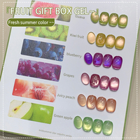 Logo personnalisé 6 couleurs 5ml Flash perles de verre fruits colorés gel oeil de chat gel vernis oeil de chat fruits