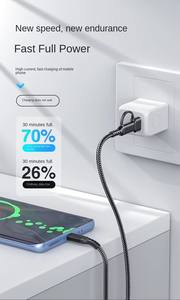 Toptan <span class=keywords><strong>2</strong></span>'si 1 Arada Naylon Örgülü Tip C Hızlı Şarj Cihazı 60W USB C - USB C Kablosu Cep Telefonlarının Hızlı Şarjı İçin - Product Image 6