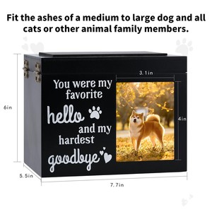 Wooden Pet <b>Urn</b> Rectangle Solid Wood Secure With Lock For Dog <b>Cat</b> Memorial Cremation Box Black White - Product Image 5