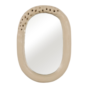Specchio da Parete Ovale in Cemento con Cornice Texturizzata, Specchio per Vanità per Camera da Letto, Bagno, Ufficio - Product Image 1