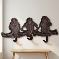 Ensemble de 3 crochets muraux en fonte, Singes Sages, design moderne, faits à la main, écologiques, sculpture artistique pour salon, décoration intérieure