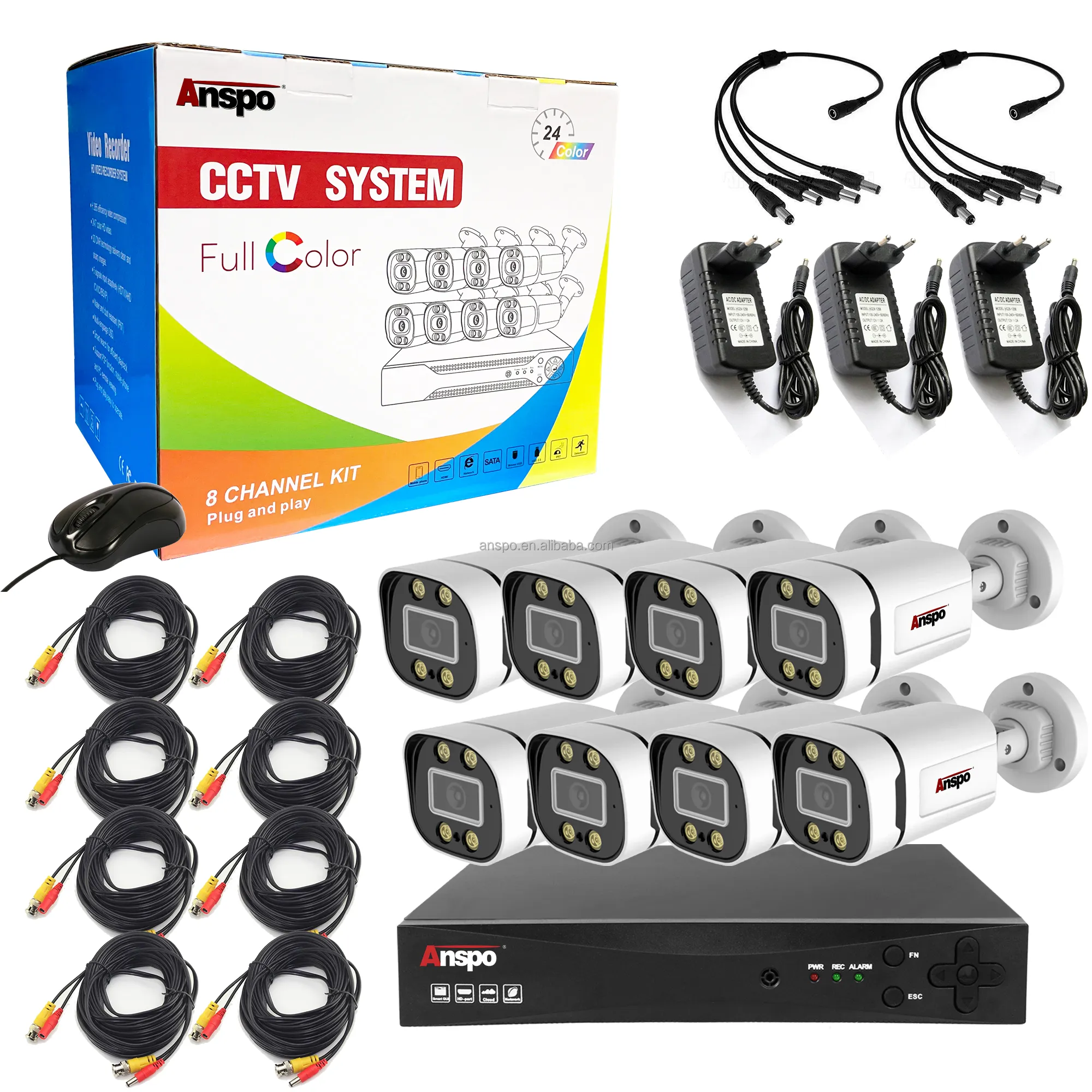 2024 new model 8Ch 2MP CCTV Surveillance KIT DVR With 2MP AHD Camera night vison security CCTV system 8CH 1080P AHD Camera KIT
