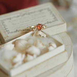 Conjunto de Joyería con Anillo y Colgante Geométrico Retro Exquisito de Granate Naranja Natural, Chapado en Oro de 18K, Estilo Vintage para Mujer - Product Image 2