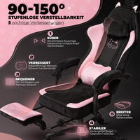 Nouvelle Arrivée Chaise de Gaming Design Moderne Mignonne Respirante Robuste à Dossier Haut Ergonomique Inclinable Pivotante pour Fille