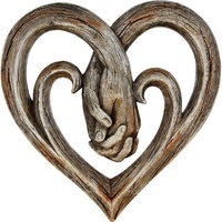 Sculpture murale rustique en résine imitation bois en forme de cœur, symbole d'amour, pour décoration intérieure, mariage, Saint-Valentin, artisanat