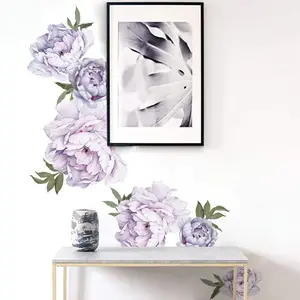 Aquarela Lilás Peônia Rosa Flores Adesivo De Parede para Sala Quarto Casa Decoração Decalque Da Parede