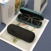 Étui à lunettes portable de luxe rétro en métal avec coque rigide en velours, boîte à lunettes optiques pratique