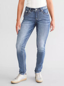 Pantalones Vaqueros Casuales de Cintura Media para Mujer ZZH XZ2450, Ajustados, de Pierna Recta, Transpirables, para Invierno - Product Image 1