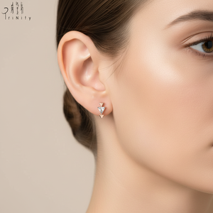 Pendientes Elegantes de Alta Calidad con Forma Geométrica Irregular de Triángulo, Serie de Oro Rosa Sólido de 18K con Diamantes Naturales Reales - Product Image 6
