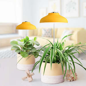 J&C מיני גארדן צ'ארלו - 2023 מטריית USB צהובה לגינת צמחי תבלין פנימית עם תאורת גידול ספקטרום מלא בצבע עץ עם מתאם - Product Image 4