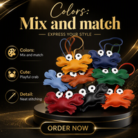 Breloque de sac en forme de crabe mignon, pendentif en similicuir orange, petit accessoire animal pour sac à main et porte-clés