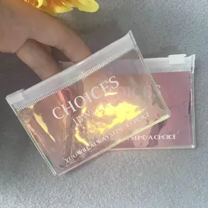 Custom Laser Colorful Jewelry Packaging Glossy Clear Plastic Transparent Small Pvc Zipper Bags For Jewelry