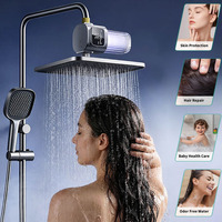 Filtre de douche hydroélectrique OEM/ODM à 10 étapes, haute performance, avec lumière UV et fibre de carbone, pour camping-car, extérieur et voiture