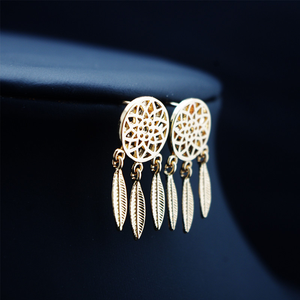 Nouvelles Boucles d'Oreilles Pendante en Alliage Tendance Style Bohème <span class=keywords><strong>Attrape</strong></span>-rêves Plume pour Femmes Filles Cadeau Bijoux de Mode - Product Image 2