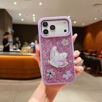 Coques de téléphone BAILI Factory de luxe, magnifiques, avec cadre, perles scintillantes en diamant, papillon doré brillant, pour iPhone 17Pro 15plus