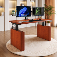 Bureau électrique en bois massif à double moteur, réglable en hauteur, avec tiroir modulaire et plateau à grain de bois, modèle 2026, vente chaude