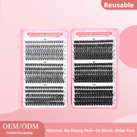 Kit de cils en grappes synthétiques réutilisables et moelleux pour extensions de cils DIY, avec logo personnalisé, vente en gros, marque privée, emballage de luxe