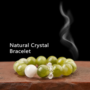 Bracelet unisexe tendance en œil de tigre et perles de cristal blanc, excellent cadeau pour les bouddhistes, pierre naturelle de forme géométrique - Product Image 1
