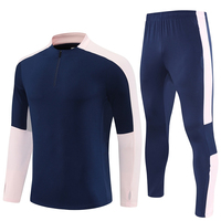Setelan Training Sepak Bola Custom, Setengah Resleting, Lengan Panjang, Cepat Kering, Pakaian Tim, 100% Poliester, Berkantong, Pakaian Olahraga Sepak Bola, Ukuran Reguler