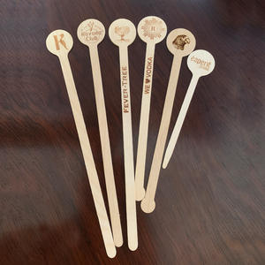 Mélangeur à expresso <span class=keywords><strong>en</strong></span> bois de bouleau naturel, agitateurs à café, vente de mini boissons jetables écologiques, tête ronde personnalisée - Product Image 4