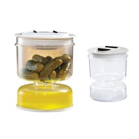 Pot à cornichons en plastique pour la cuisine et les fêtes, avec séparation sec/humide, récipient hermétique pour le stockage et la conservation des aliments