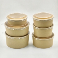Bol à salade jetable en pulpe de bambou de 1800 ml avec couvercle, récipient alimentaire à emporter