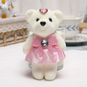 10 unids/bolsa boda oso de peluche llavero de peluche 12cm Mini oso de peluche llavero suave juguete llavero oso de peluche con vestido de boda