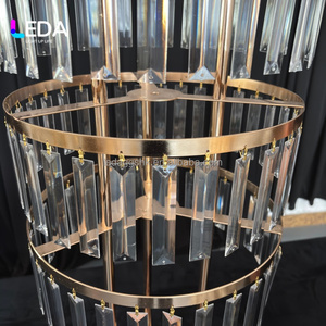 LEDA Gold Metal <b>Crystal</b> <b>Chandelier</b> Centerpiece Stand Wedding Table Decoration <b>Crystal</b> Pillar for Event Party Aisle Decor - Product Image 3
