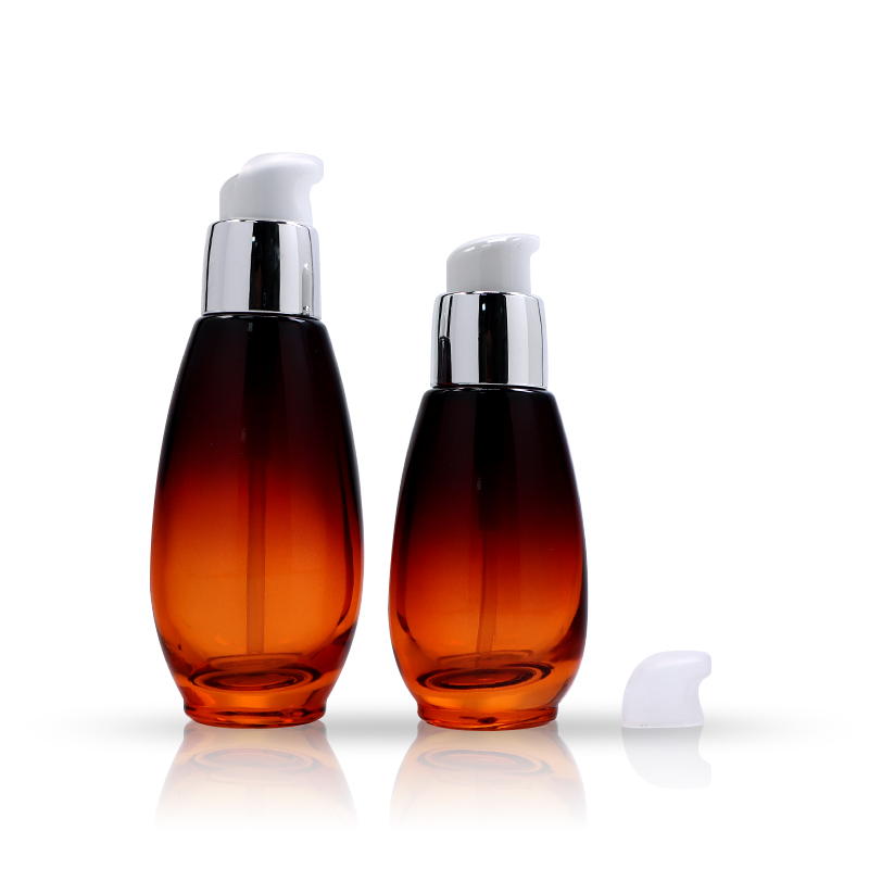glass bottles unique with pump for oil serum