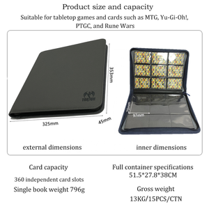   Protège-cartes durable et écologique à 12 pochettes pour 480+ cartes de jeu de société, avec fermeture éclair en PU pour double pochette - Product Image 2