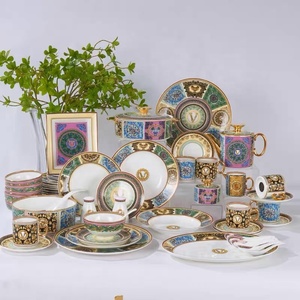 Family Luxury Western Bone China Porcelain <b>Dinnerware</b> Set with Plate Bowl European Color - Product Image 1