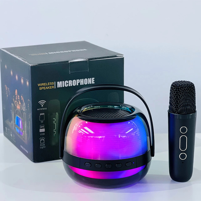 For 5.3 Wireless Mic Karaoke Speaker with RGB LED Lights IPX7 Waterproof 2 Microphones-Portable Outdoor Use