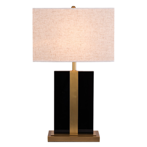 Lámpara de Mesa de Cerámica Blanca con Fuente de Luz LED, Alimentación Eléctrica y Pantalla Metálica para Dormitorio, Mesita de Noche, Sala de Estar o Escritorio - Product Image 1