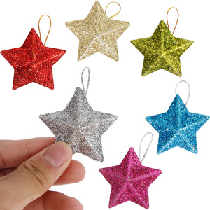 2025 New Gold Five-Pointed Star Pendant Christmas Decorations with Sequined Printing Three-Dimensional Gold Star Tree Decoration - Product Image 3