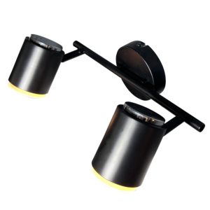 <span class=keywords><strong>Lampe</strong></span> à rail fixe à douille GU10 Abat-jour noir cylindrique <span class=keywords><strong>avec</strong></span> applique arrière en nickel brossé pour projet d'hôtel - Product Image 2