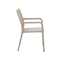 Chaises de salle à manger en rotin d'extérieur modernes avec table ronde à piétement blanc pour jardin, patio, balcon (C724)