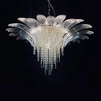Lustre européen rétro de luxe en cristal Lampes à suspension à lame d'inspiration Murano simples pour salon ou restaurant
