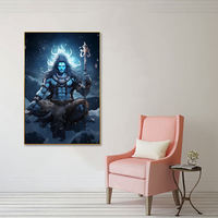 Shiva Parvati Ganesha toile peinture indien Art déco Style hindou dieu religieux affiche et mur impression photo