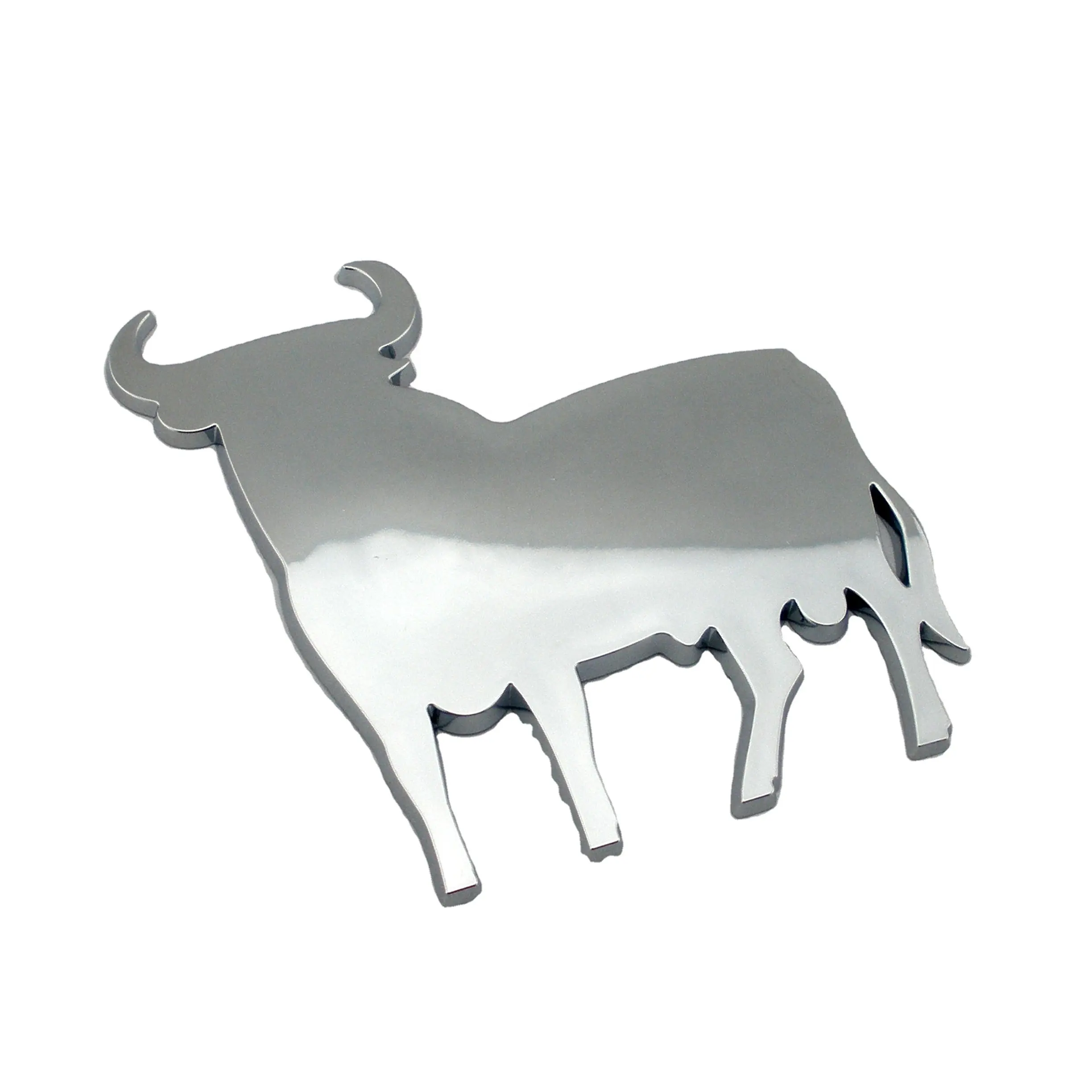 Plaque en acier inoxydable 3D autocollant chromé insignes personnalisés de logo de taureau en métal