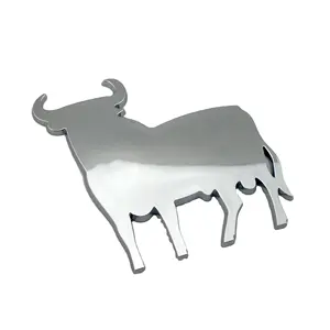 3D Stainless Steel Plate chrome sticker custom Metal Bull Logo Badges