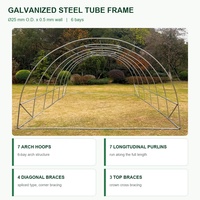 Serre tunnel dôme autoportante 600x400x230cm avec structure en acier galvanisé, couverture en filet PE et 2 portes zippées pour ferme familiale