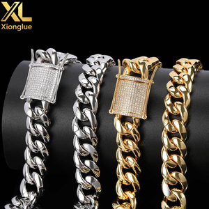 15mm Cuban Link <b>Chain</b> Necklace <b>Iced</b> <b>Out</b> Chunky Cadena Zircon Hip Hop Cuban <b>Chain</b> - Product Image 3