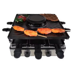 Table de <span class=keywords><strong>raclette</strong></span> carrée pour 8 personnes avec plaque de cuisson électrique 1500W certifiée GS, barbecue amovible pour usage domestique - Product Image 2