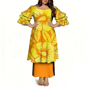 Prix de gros 2026 Vêtements pour femmes Puletasi Samoan à motif polynésien, grande taille, design de luxe, épaules dénudées - Product Image 5