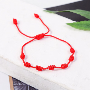 Hot Bán Tay Dệt May May Mắn Amulet Đồ Trang Sức Bohemian Sáng Tạo Có Thể Điều Chỉnh 7 Knots Chuỗi Màu Đỏ Vòng Đeo Tay - Product Image 2