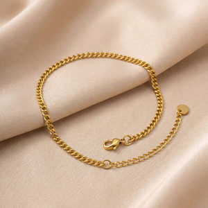 Chaîne <span class=keywords><strong>de</strong></span> <span class=keywords><strong>cheville</strong></span> simple et réglable en acier inoxydable 316L plaqué or pour les vacances à la plage - Product Image 5