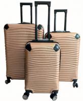 Ensemble de 3 valises de voyage en ABS, texture ondulée champagne, coque rigide, valise à roulettes, vente en gros